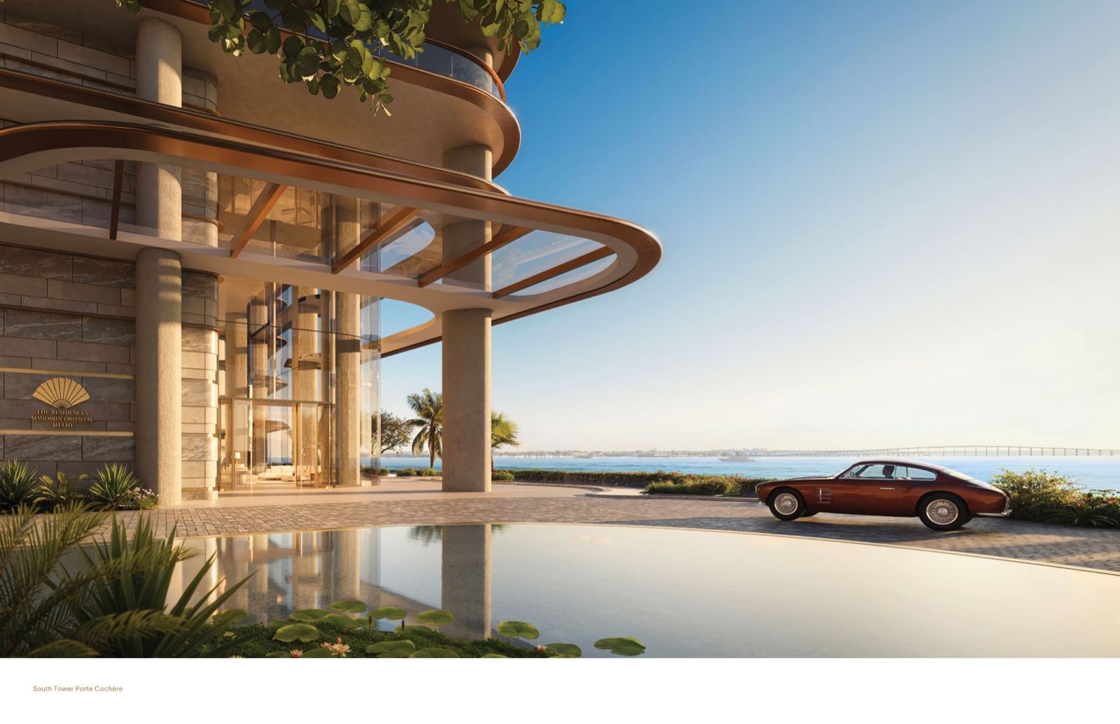 South Tower lobby interior design by Tristan Auer at Mandarin Oriental Residences Miami Brickell Key